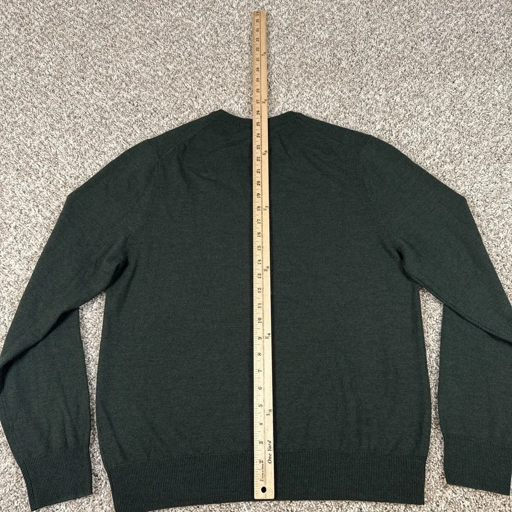 Brooks Brothers Sweater Mens Medium Green Saxxon Wool V Neck Pullover Knit
